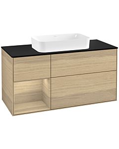 Villeroy und Boch Finion Villeroy und Boch Finion F292PCPC 120cm, cover plate black matt, shelf on the left Oak Veneer , Oak Veneer