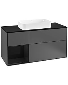 Villeroy und Boch Finion Villeroy und Boch Finion F292PHGK 120cm, cover plate black matt, shelf left Glossy Black Lacquer , anthracite matt