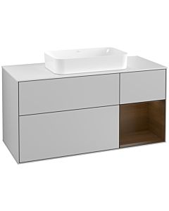Villeroy und Boch Finion Villeroy und Boch Finion F301GNGJ 120cm, cover plate white matt, shelf on the right walnut veneer, light gray matt