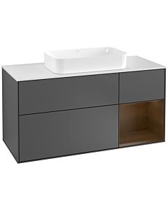 Villeroy und Boch Finion Villeroy und Boch Finion F301GNGK 120cm, cover plate white matt, shelf on the right walnut veneer, anthracite matt