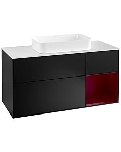 Villeroy und Boch Finion Villeroy und Boch F301HBPD 120cm, plaque de recouvrement blanc mat, étagère à droite Peony , laqué noir mat