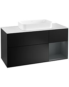 Villeroy und Boch Finion Waschtischunterschrank F301HGPD 120cm, Abdeckplatte white matt, Regal rechts Midnight Blue Matt Lacquer, Black matt lacquer