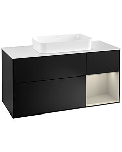 Villeroy und Boch Finion Villeroy und Boch F301HHPD 120cm, plaque de finition blanc mat, étagère à droite Sand laqué noir mat, mat