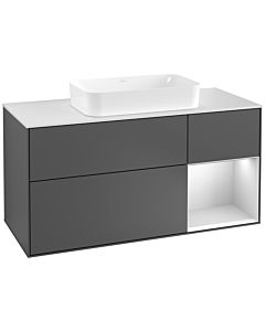 Villeroy und Boch Finion Villeroy und Boch F301MTGK 120cm, plaque de recouvrement blanc mat, étagère droite blanc laqué mat, anthracite mat