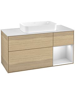 Villeroy und Boch Finion Villeroy und Boch Finion F301MTPC 120cm, cover plate white matt, shelf on the right white matt lacquer, Oak Veneer