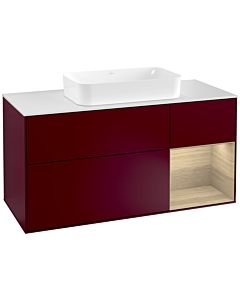 Villeroy und Boch Finion Waschtischunterschrank F301PCHB 120cm, Abdeckplatte white matt, Regal rechts Oak Veneer, Peony Matt