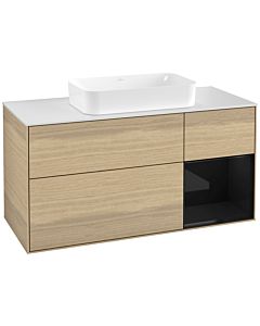 Villeroy und Boch Finion Villeroy und Boch Finion F301PHPC 120cm, cover plate white matt, shelf on the right Glossy Black Lacquer , Oak Veneer