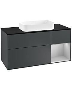 Villeroy und Boch Finion Villeroy und Boch F302GJHG 120cm, plaque de finition noir mat, étagère à droite gris clair mat, Midnight Blue Matt Lacquer