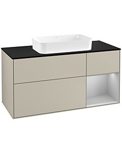 Villeroy und Boch Finion Villeroy und Boch Finion F302GJHH 120cm, cover plate black matt, shelf on the right light gray matt, Sand Matt Lacquer