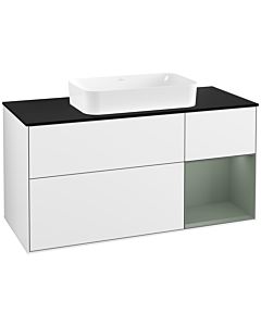 Villeroy und Boch Finion Villeroy und Boch Finion F302GMGF 120cm, cover plate black matt, shelf on the right Olive Matt Lacquer , glossy white lacquer
