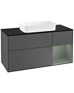 Villeroy und Boch Finion Villeroy und Boch Finion F302GMGK 120cm, cover plate black matt, shelf on the right Olive Matt Lacquer , anthracite matt