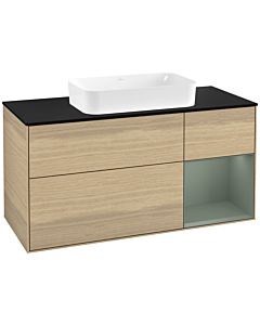 Villeroy und Boch Finion Villeroy und Boch Finion F302GMPC 120cm, cover plate black matt, shelf on the right Olive Matt Lacquer , Oak Veneer