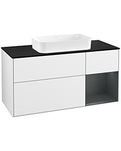 Villeroy und Boch Finion Villeroy und Boch Finion F302HGGF 120cm, cover plate black matt, shelf on the right Midnight Blue Matt Lacquer , glossy white lacquer