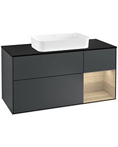 Villeroy und Boch Finion Villeroy und Boch Finion F302PCHG 120cm, cover plate black matt, shelf on the right Oak Veneer , midnight Blue Matt Lacquer