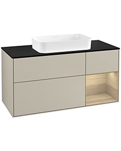 Villeroy und Boch Finion Villeroy und Boch Finion F302PCHH 120cm, cover plate black matt, shelf on the right Oak Veneer , Sand Matt Lacquer