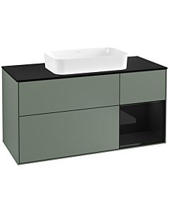Villeroy und Boch Finion Villeroy und Boch Finion F302PHGM 120cm, cover plate black matt, shelf on the right Glossy Black Lacquer , Olive Matt Lacquer