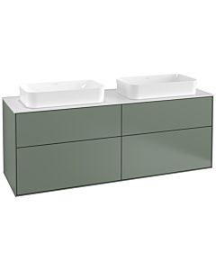 Villeroy und Boch Finion Waschtischunterschrank F31100GM 160x60,3cm, Abdeckplatte white matt, Olive Matt Lacquer