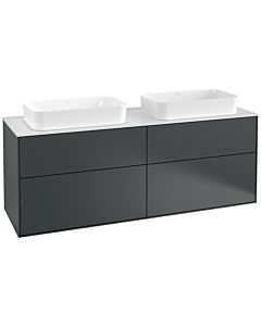 Villeroy und Boch Finion Waschtischunterschrank F31100HG 160x60,3cm, Abdeckplatte white matt, Midnight Blue Matt Lacquer