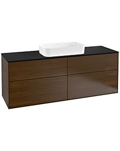 Villeroy und Boch Finion Waschtischunterschrank F32200GN 160x60,3cm, Abdeckplatte black matt, Walnut veneer
