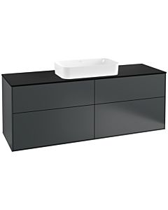 Villeroy und Boch Finion Waschtischunterschrank F32200HG 160x60,3cm, Abdeckplatte black matt, Midnight Blue Matt Lacquer