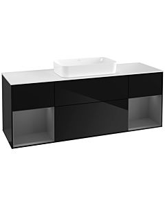 Villeroy und Boch Finion Villeroy und Boch Finion F331GKPH 160x60.3cm, cover plate white matt, shelves anthracite matt lacquer, Glossy Black Lacquer