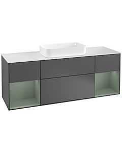 Villeroy und Boch Finion Villeroy und Boch Finion F331GMGK 160x60.3cm, cover plate white matt, shelves olive matt lacquer, anthracite matt