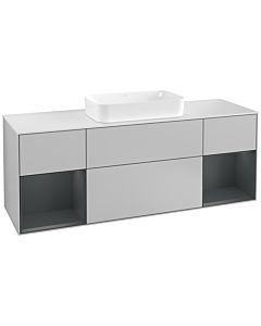 Villeroy und Boch Finion Waschtischunterschrank F331HGGJ 160x60,3cm, Abdeckplatte white matt, Regale Midnight matt lacquer, Light grey matt
