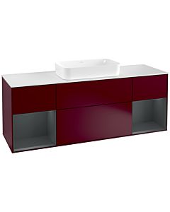 Villeroy und Boch Finion Waschtischunterschrank F331HGHB 160x60,3cm, Abdeckplatte white matt, Regale Midnight matt lacquer, Peony Matt