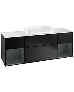 Villeroy und Boch Finion Villeroy und Boch Finion F331HGPD 160x60.3cm, cover plate white matt, shelves midnight matt lacquer, black matt lacquer