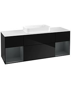 Villeroy und Boch Finion Villeroy und Boch Finion F331HGPH 160x60.3cm, cover plate white matt, shelves midnight matt lacquer, Glossy Black Lacquer