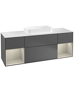 Villeroy und Boch Finion Villeroy und Boch Finion F331HHGK 160x60.3cm, cover plate white matt, shelves sand matt lacquer, anthracite matt