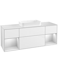 Villeroy und Boch Finion Waschtischunterschrank F331MTGF 160x60,3cm, Abdeckplatte white matt, Regale White matt lacquer, Glossy white lacquer
