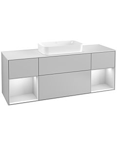 Villeroy und Boch Finion Waschtischunterschrank F331MTGJ 160x60,3cm, Abdeckplatte white matt, Regale White matt lacquer, Light grey matt