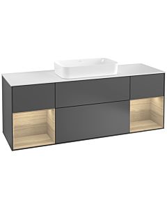Villeroy und Boch Finion Villeroy und Boch Finion F331PCGK 160x60.3cm, cover plate white matt, shelves Oak Veneer , anthracite matt
