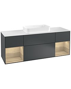 Villeroy und Boch Finion Villeroy und Boch Finion F331PCHG 160x60.3cm, cover plate white matt, shelves Oak Veneer , midnight Blue Matt Lacquer