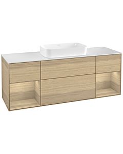 Villeroy und Boch Finion Waschtischunterschrank F331PCPC 160x60,3cm, Abdeckplatte white matt, Regale Oak Veneer, Oak Veneer