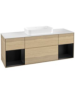 Villeroy und Boch Finion Villeroy und Boch Finion F331PDPC 160x60.3cm, cover plate white matt, shelves black matt lacquer, Oak Veneer