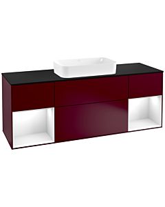 Villeroy und Boch Finion Villeroy und Boch Finion F332GFHB 160x60.3cm, cover plate black matt, shelves Glossy white lacquer, Peony Matt