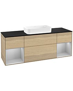 Villeroy und Boch Finion Villeroy und Boch Finion F332GJPC 160x60.3cm, cover plate black matt, shelves light gray matt lacquer, Oak Veneer