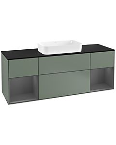 Villeroy und Boch Finion Villeroy und Boch Finion F332GKGM 160x60.3cm, cover plate black matt, shelves anthracite matt lacquer, Olive Matt Lacquer