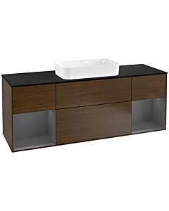 Villeroy und Boch Finion Villeroy und Boch F332GKGN 160x60.3cm, plaque de finition noir mat, étagères laqué mat anthracite, placage noyer