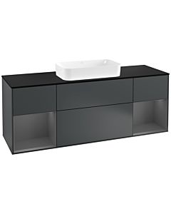 Villeroy und Boch Finion Villeroy und Boch Finion F332GKHG 160x60.3cm, cover plate black matt, shelves anthracite matt lacquer, midnight Blue Matt Lacquer
