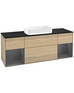 Villeroy und Boch Finion Villeroy und Boch Finion F332GKPC 160x60.3cm, cover plate black matt, shelves anthracite matt lacquer, Oak Veneer