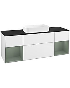 Villeroy und Boch Finion Villeroy und Boch Finion F332GMGF 160x60.3cm, cover plate black matt, shelves olive matt lacquer, glossy white lacquer