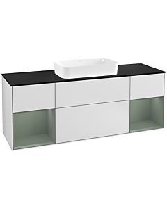 Villeroy und Boch Finion Villeroy und Boch Finion F332GMMT 160x60.3cm, cover plate black matt, shelves olive matt lacquer, white matt lacquer