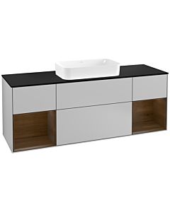 Villeroy und Boch Finion Villeroy und Boch Finion F332GNGJ 160x60.3cm, cover plate black matt, shelves walnut veneer, light gray matt
