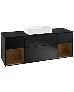 Villeroy und Boch Finion Villeroy und Boch Finion F332GNPD 160x60.3cm, cover plate black matt, shelves walnut veneer, black matt lacquer
