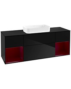 Villeroy und Boch Finion Villeroy und Boch Finion F332HBPH 160x60.3cm, cover plate black matt, shelves Peony matt lacquer, Glossy Black Lacquer