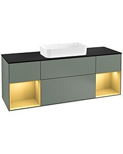 Villeroy und Boch Finion Villeroy und Boch Finion F332HFGM 160x60.3cm, cover plate black matt, shelves gold matt lacquer, Olive Matt Lacquer