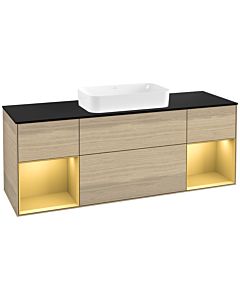 Villeroy und Boch Finion Villeroy und Boch Finion F332HFPC 160x60.3cm, cover plate black matt, shelves gold matt lacquer, Oak Veneer